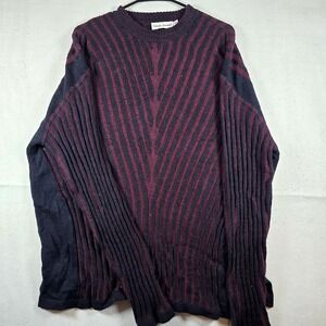 Giorgio‎ Danieli Sweater Men XL Pullover Red Black Wool Ribbed Knit